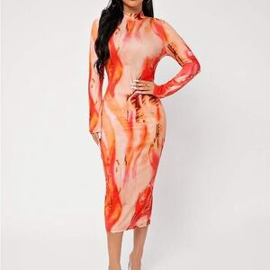 SHEIN SXY Tie Dye Fit Dress With Back Slit size xsmall/ US 2